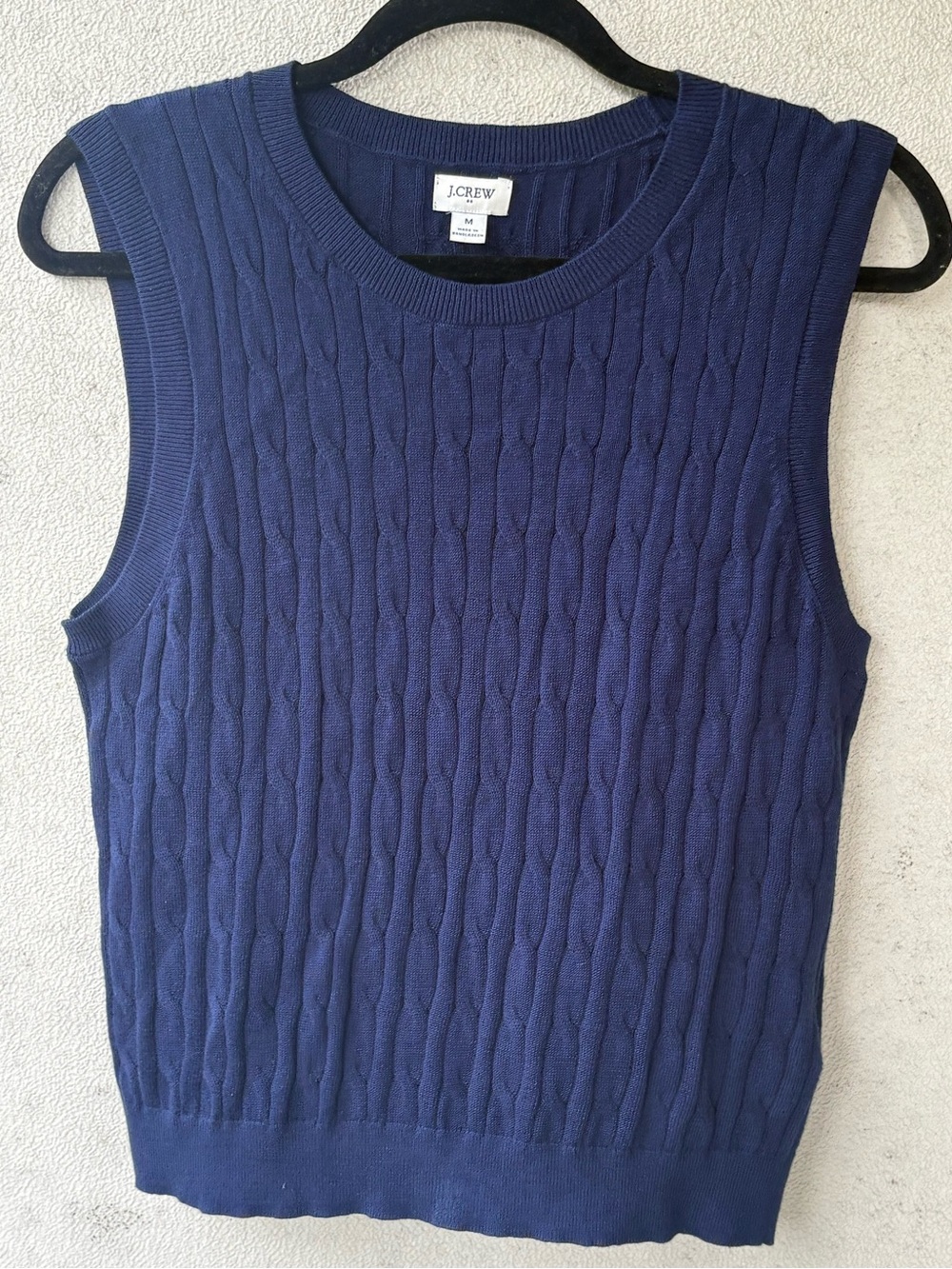 J.Crew Navy Cable Knit Cotton Sweater Vest M Preppy Academia. - Picture 5 of 11